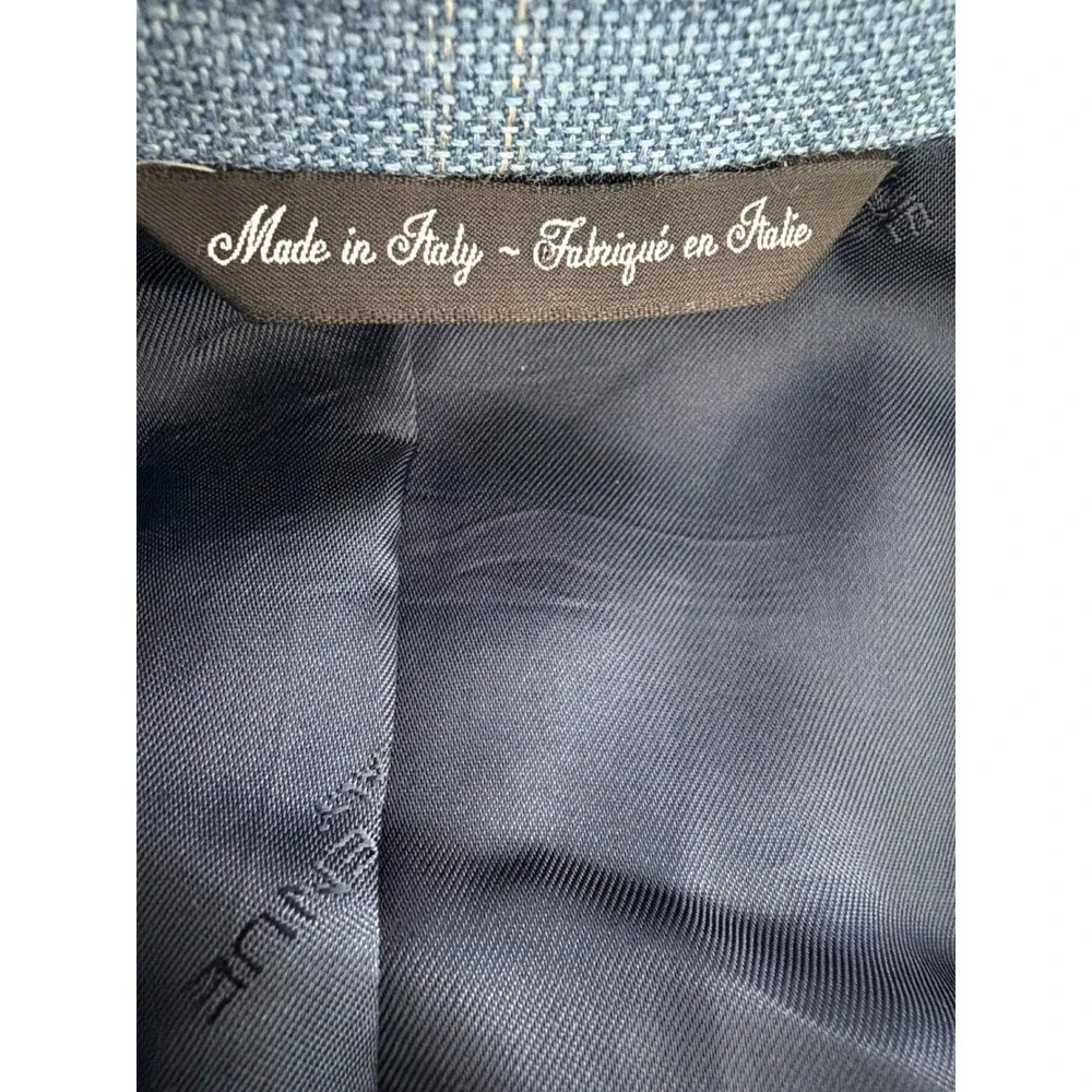 Ermenegildo Zegna Mens Blue Plaid Wool Silk Blazer Sport Coat Made in Italy 46L